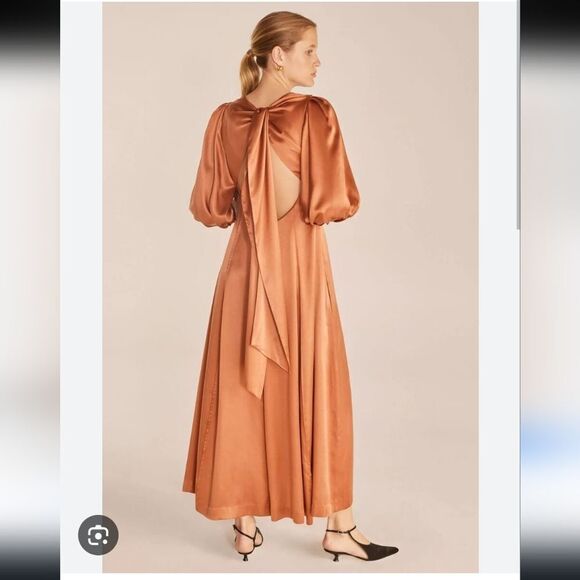 NWT  Rebecca Taylor Open Back Satin Midi Dress - Picture 1 of 7